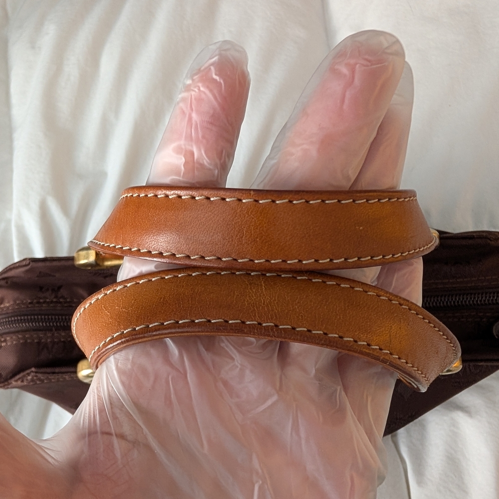 MCM Dark Brown Visetos Nylon Satchel - Picture 7 of 12